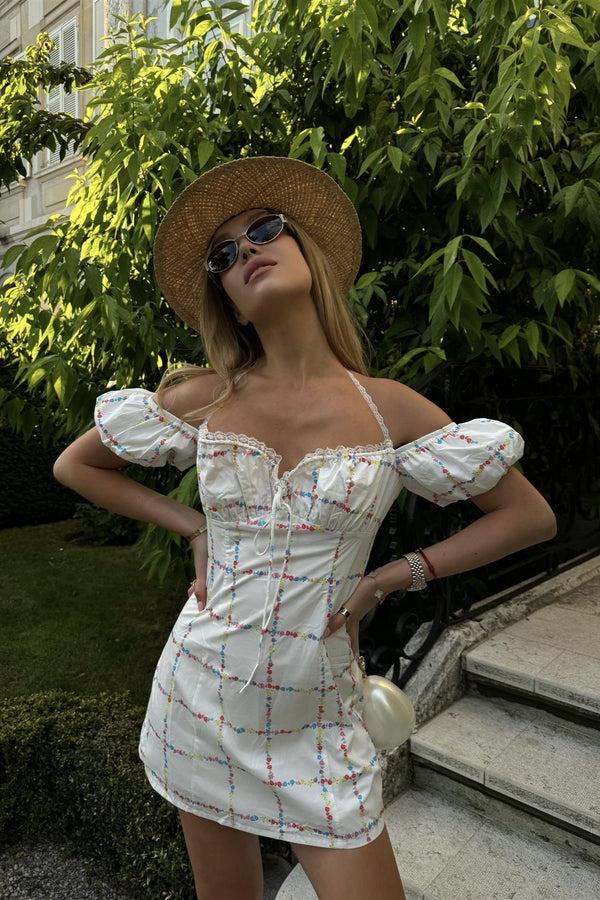 glamorous Picnic Floral A-Line Mini-Dress