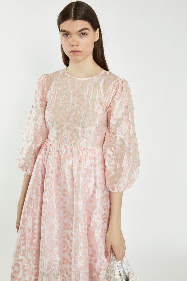 Glamorous Pink Flower Organza Midi Dress