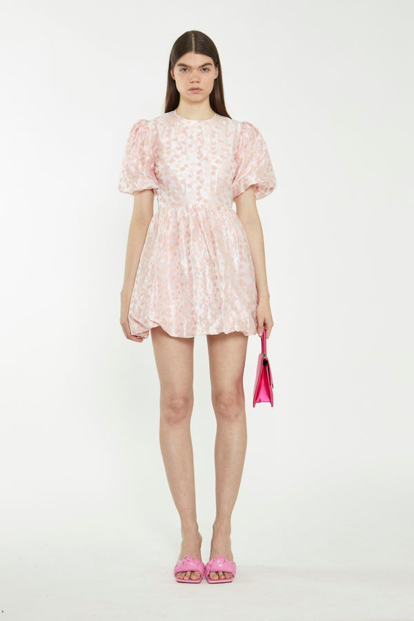 glamorous Pink Flower Organza Mini Dress