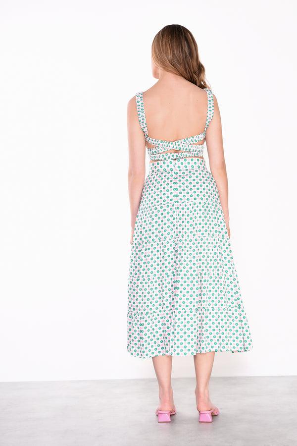 Glamorous Glamorous Pink Green Floral Square Print Wide Strap Crop Top