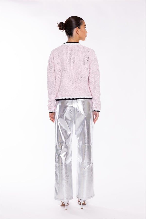 Glamorous Pink-Multi Diamante-Buttons Cardigan