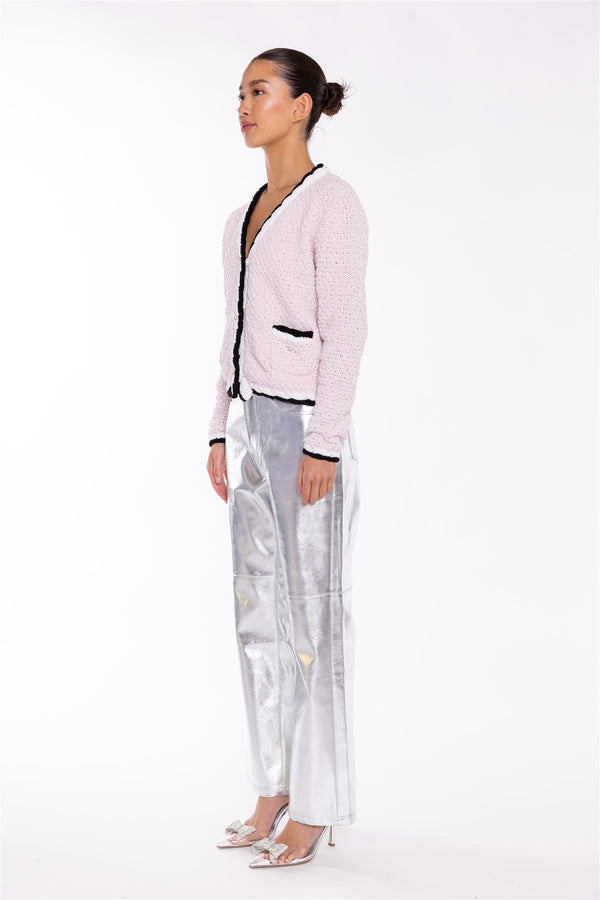 Glamorous Pink-Multi Diamante-Buttons Cardigan