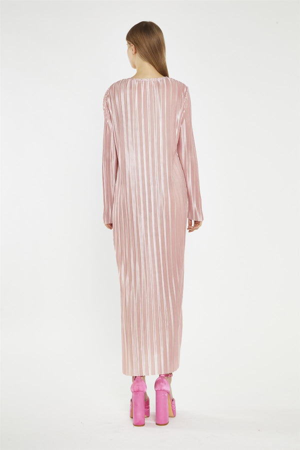 Glamorous Pink-Plisse Maxi-Dress