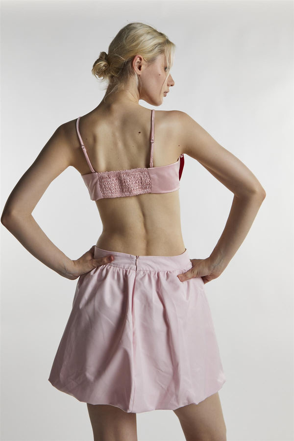 Glamorous Pink-Red Heart Crop-Top