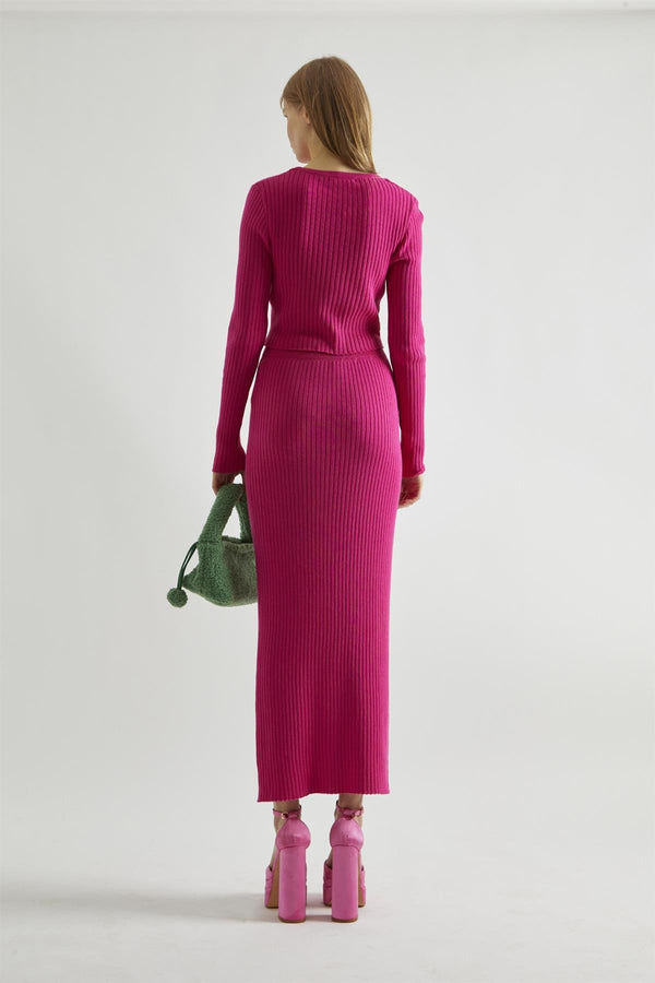 Glamorous Pink Rib-Knit Crop-Jumper