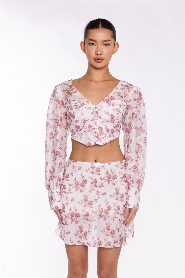 Glamorous Pink-Rose Corset Crop-Top