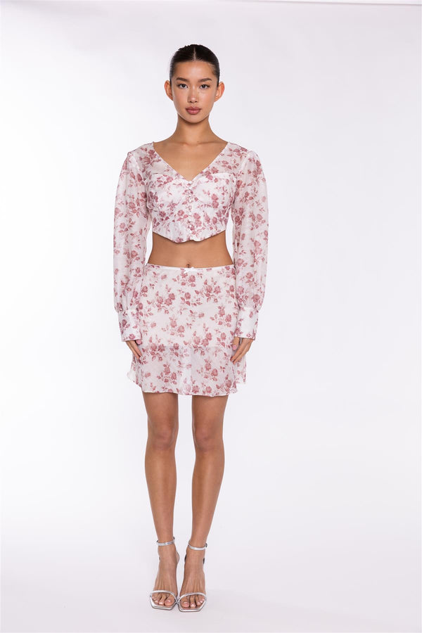 glamorous Pink-Rose Corset Crop-Top