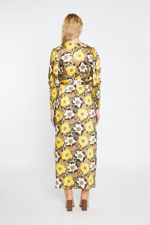 Glamorous Psychedelic Multi-Floral Wrap Maxi-Dress