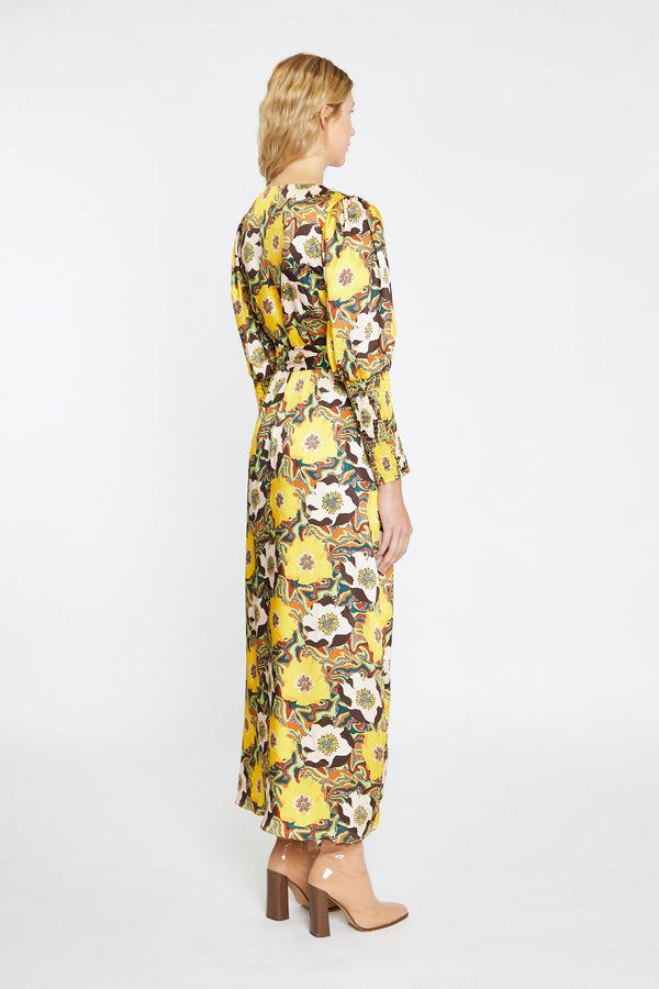 Glamorous Psychedelic Multi-Floral Wrap Maxi-Dress