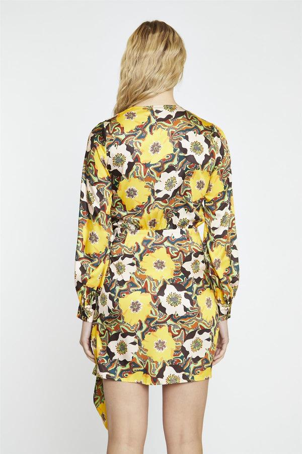 Glamorous Psychedelic Multi-Floral Wrap Mini-Dress