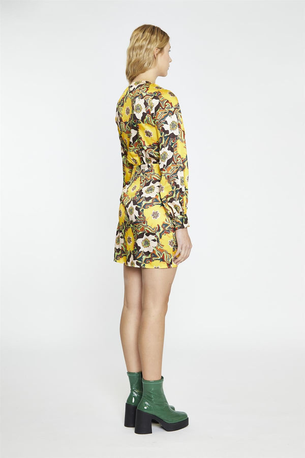 Glamorous Psychedelic Multi-Floral Wrap Mini-Dress