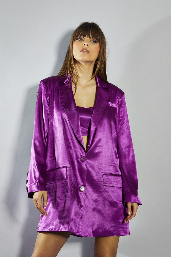 glamorous Purple Classic Oversized-Blazer