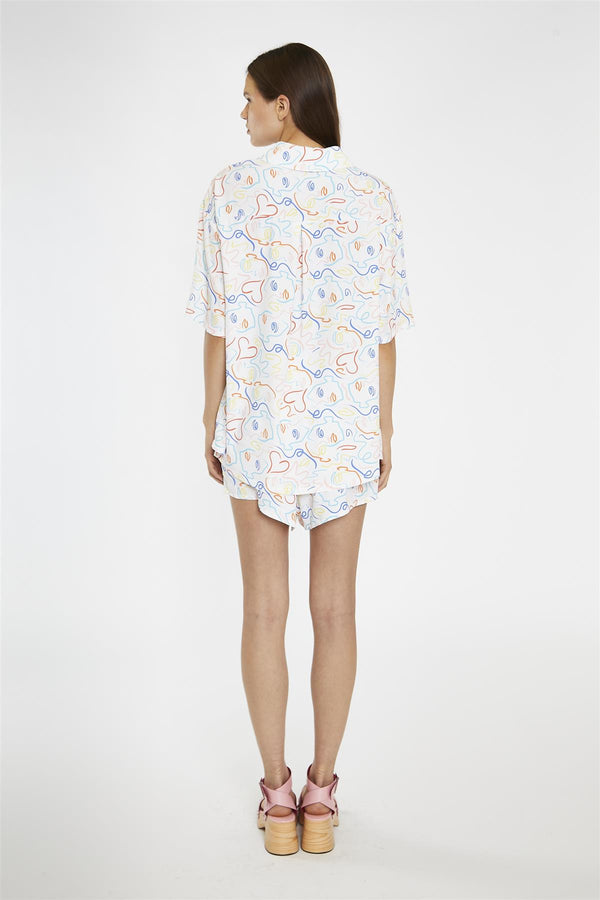 Glamorous Rainbow-Face Print Oversized-Shirt