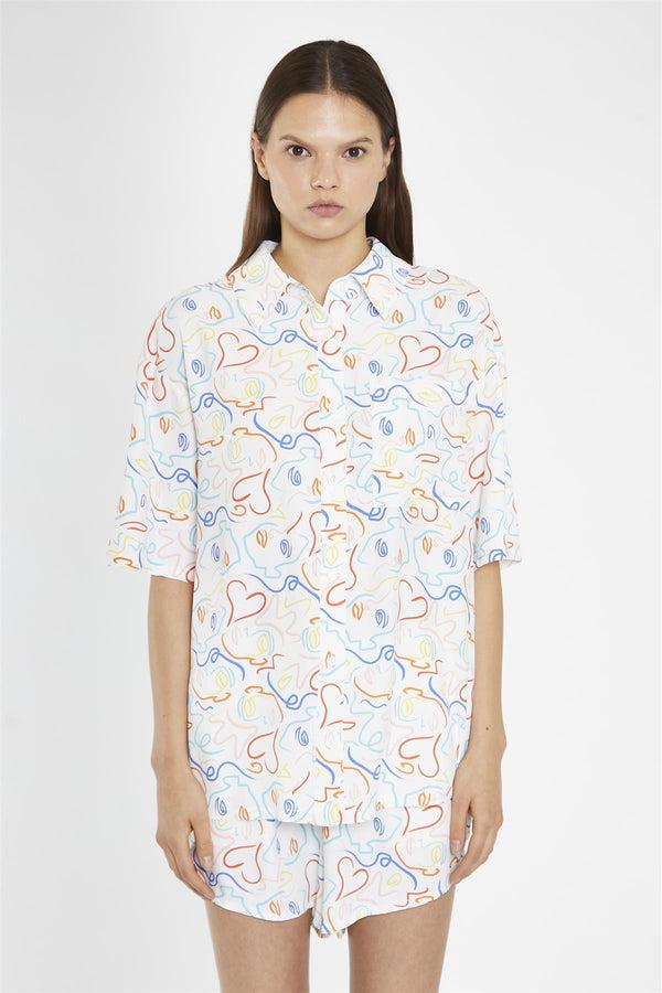 Glamorous Rainbow-Face Print Oversized-Shirt
