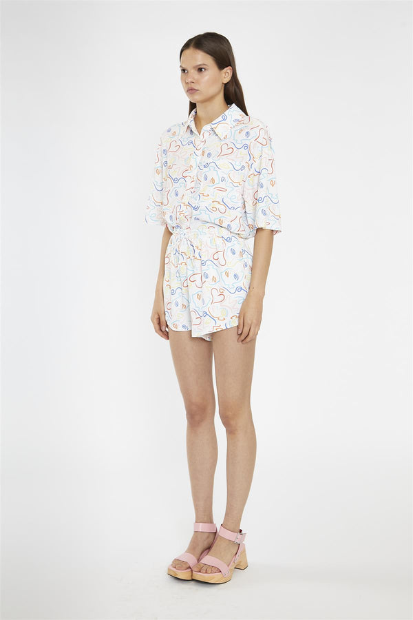 Glamorous Rainbow-Face Print Oversized-Shirt