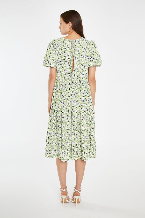 Glamorous Retro Daisy Tiered Midi-Dress