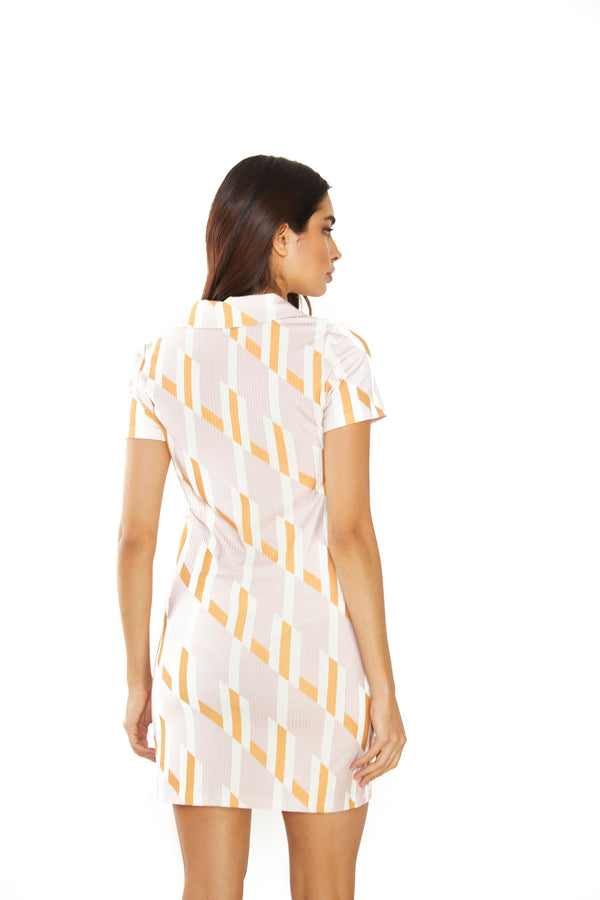 Glamorous Glamorous Retro Geo Button Front Mini Dress