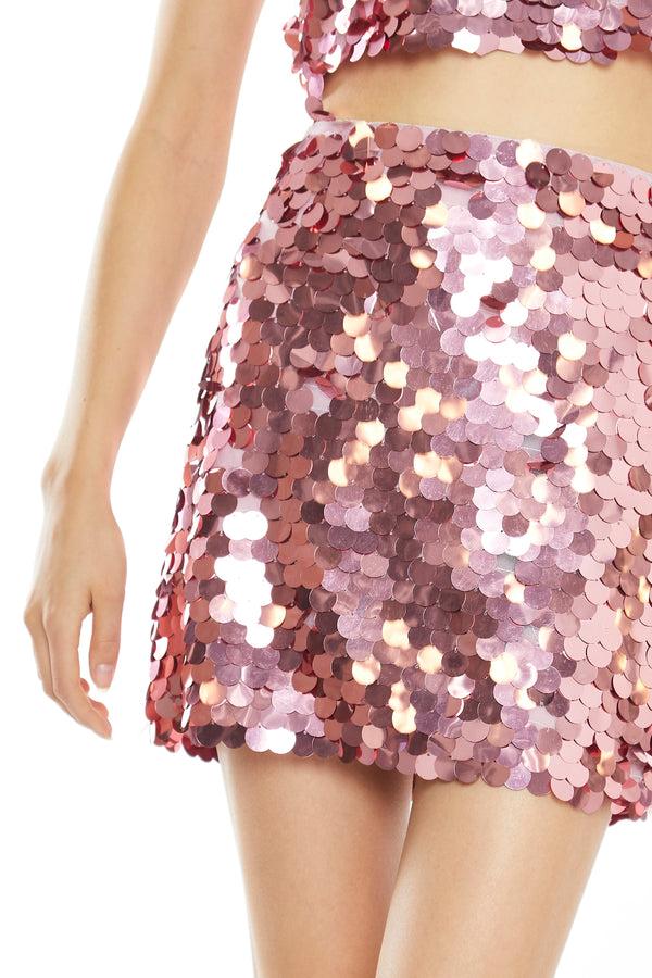 Glamorous Rose Large-Sequin Mini-Skirt
