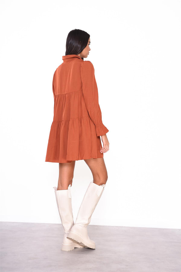 Glamorous Rust Collared Mini-Dress