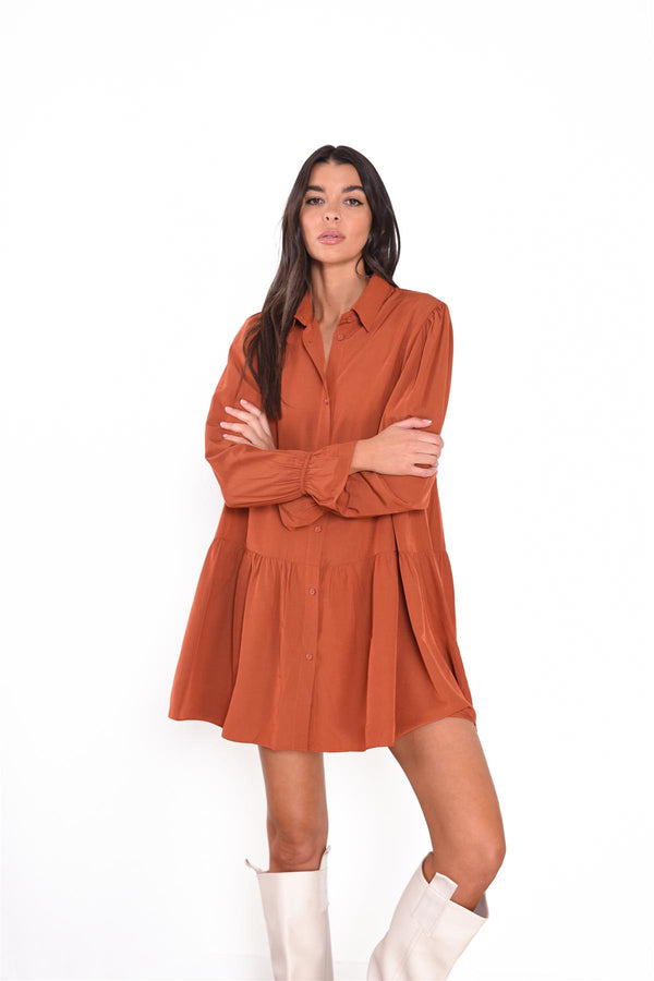 Glamorous Rust Collared Mini-Dress