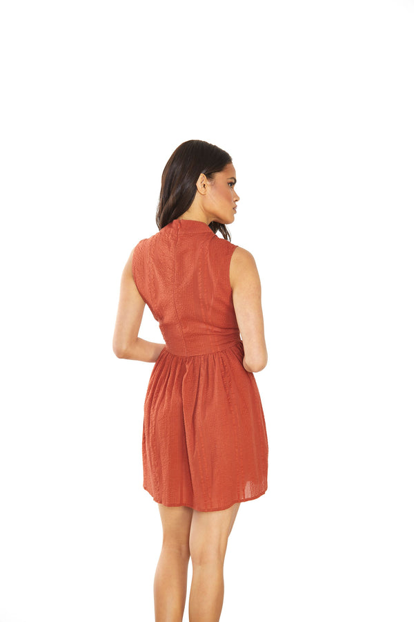 Glamorous Glamorous Rust High Neck Sleeveless Skater Mini Dress