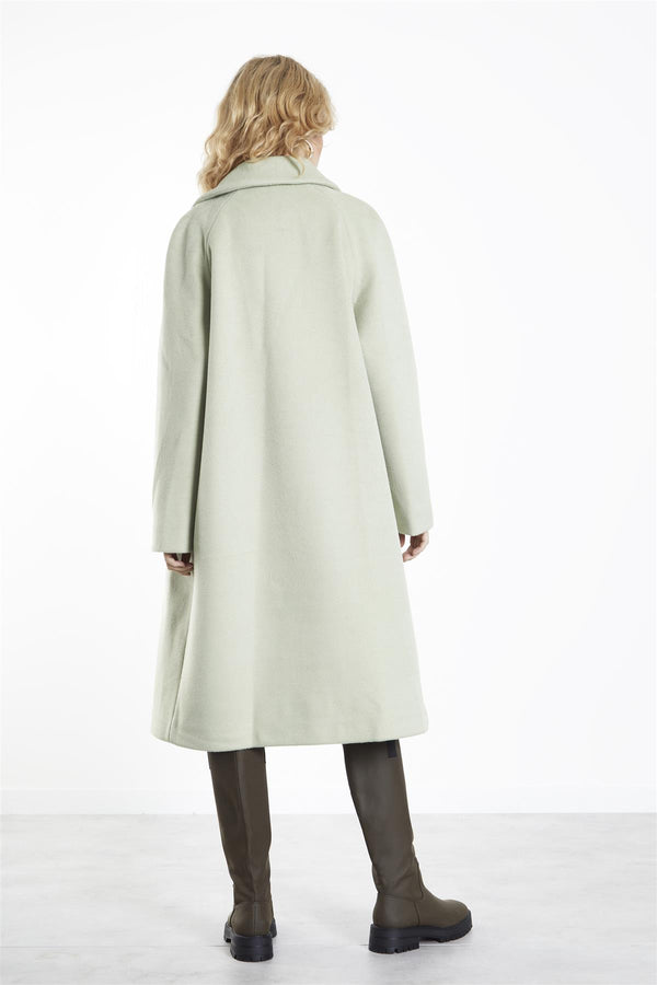 Glamorous Sage Collared Long-Line Coat