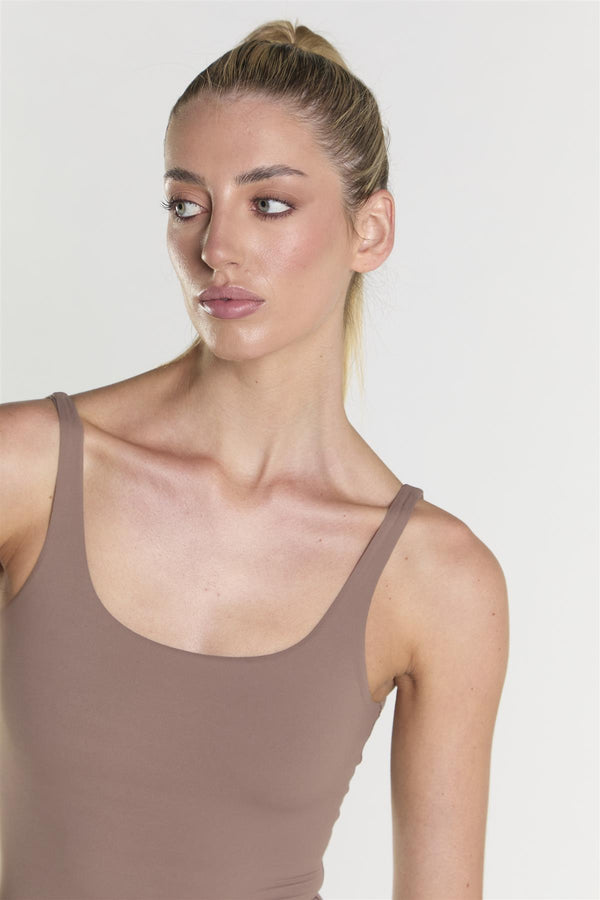 Glamorous Scoop Neck Bodysuit - Brown