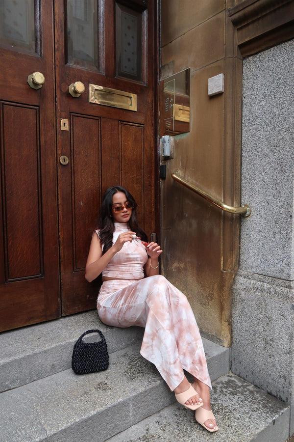 Glamorous Sepia Tie Dye Bodycon Midi-Skirt