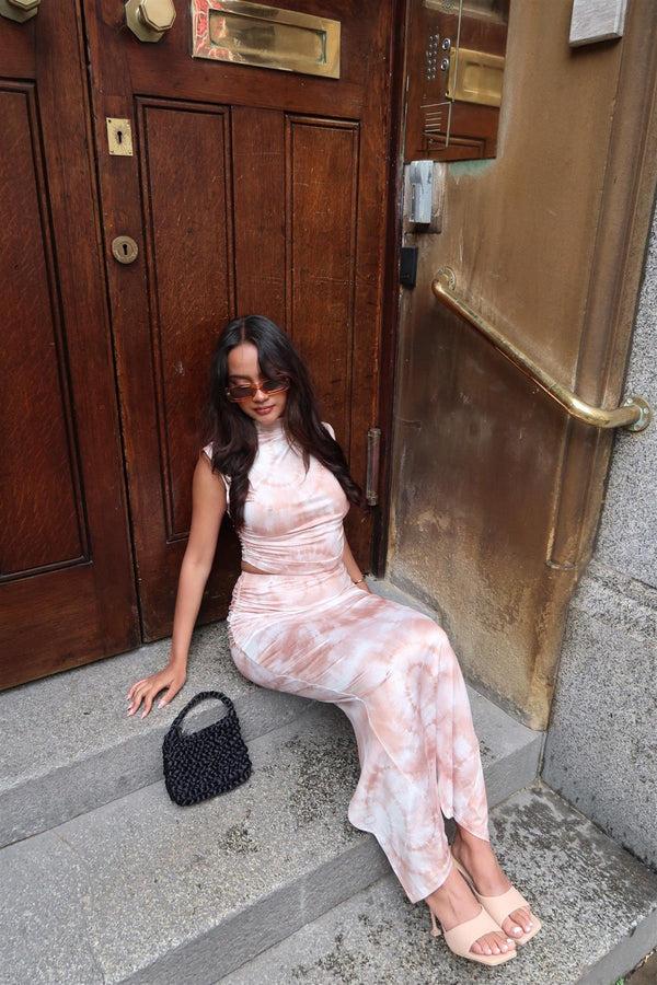 glamorous Sepia Tie Dye Sleeveless Crop-Vest Top