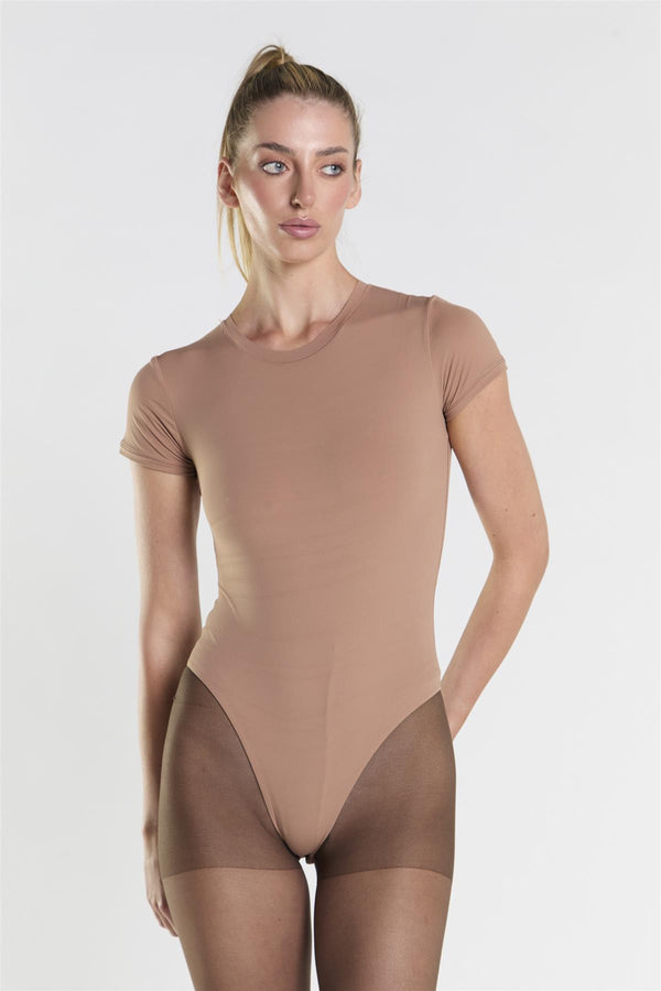 Glamorous Short Sleeve Bodysuit - Brown
