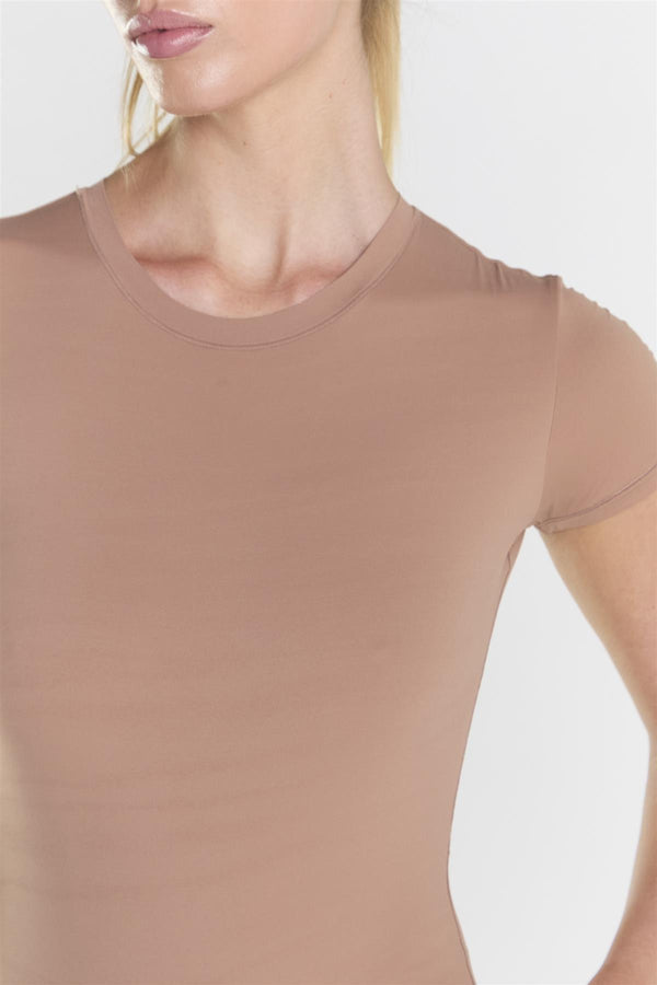 Glamorous Short Sleeve Bodysuit - Brown