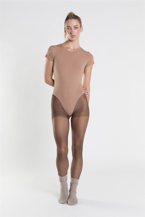 glamorous Short Sleeve Bodysuit - Brown