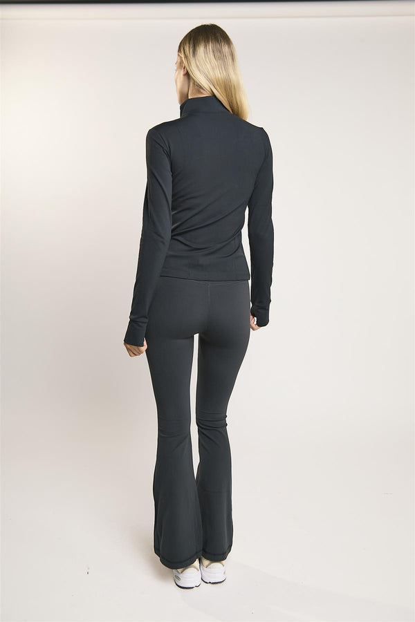 Glamorous Signature Black Full-Zip Long-Sleeve Top