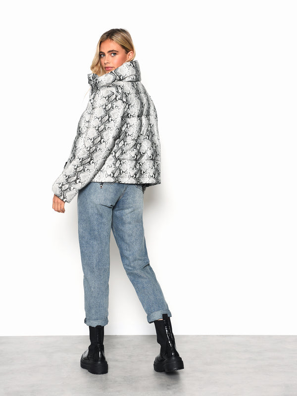 Glamorous Glamorous Snakeskin Pattern PU Puffer Coat