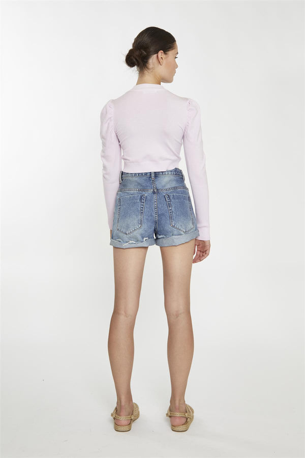 Glamorous Soft-Pink High-Neck Crop-Jumper