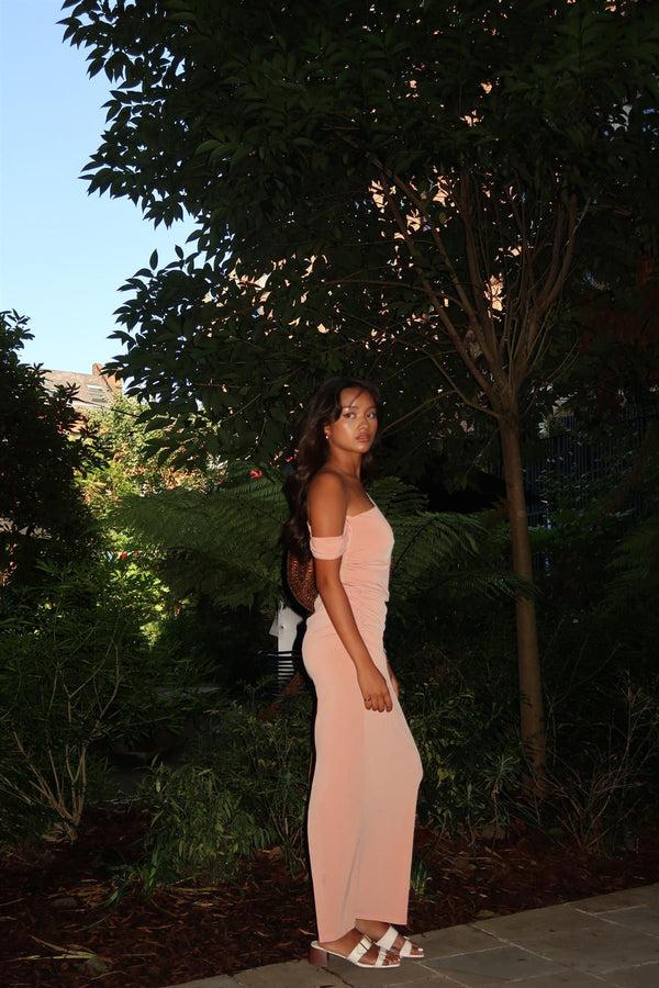 Glamorous Soft-Terracotta Bardot Crop-Top