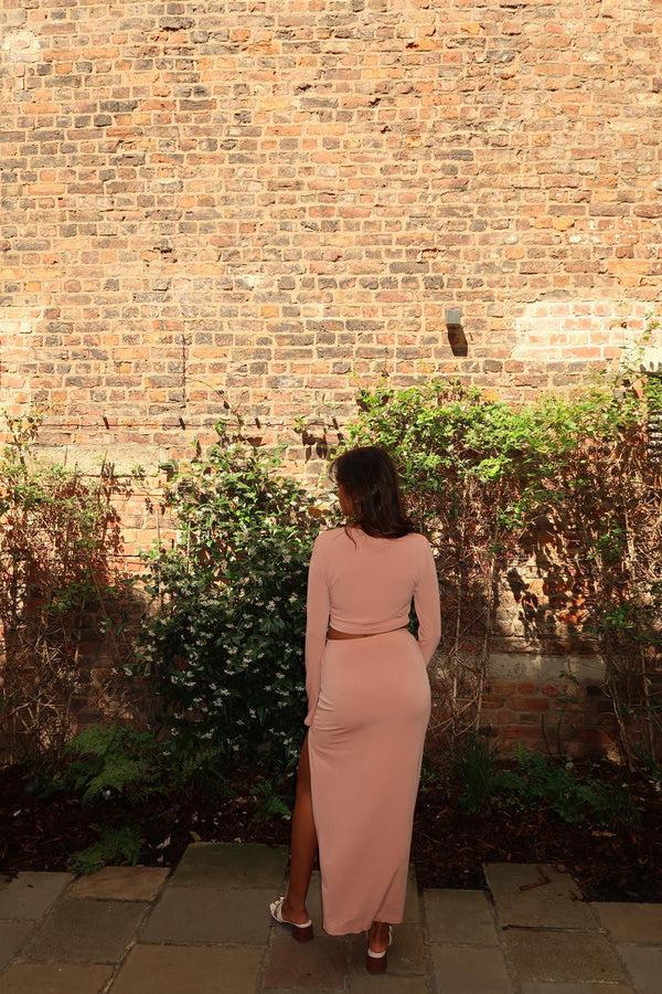 Glamorous Soft-Terracotta Round-Neck Crop-Top