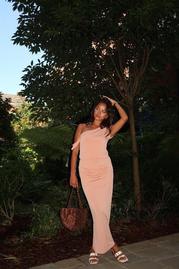 glamorous Soft-Terracotta Slim-Fit Maxi-Skirt