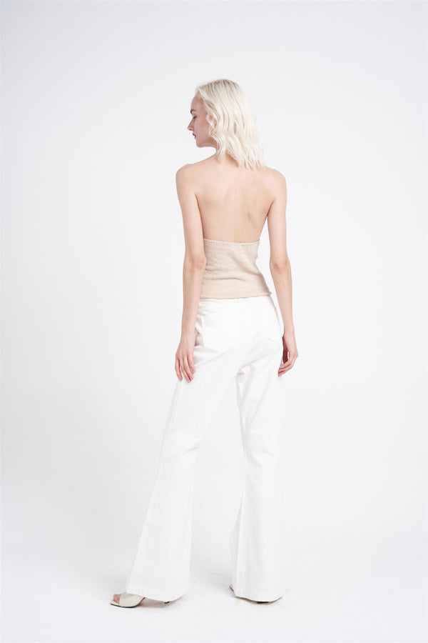 Glamorous Stone Plunge Halter-Neck-Top