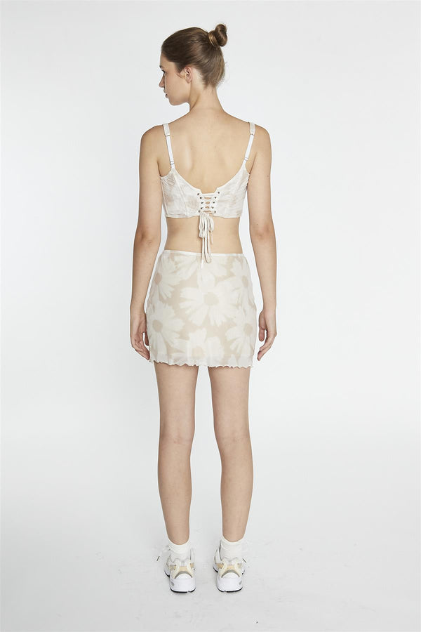 Glamorous Stone-Sunflower Mesh Corset-Top