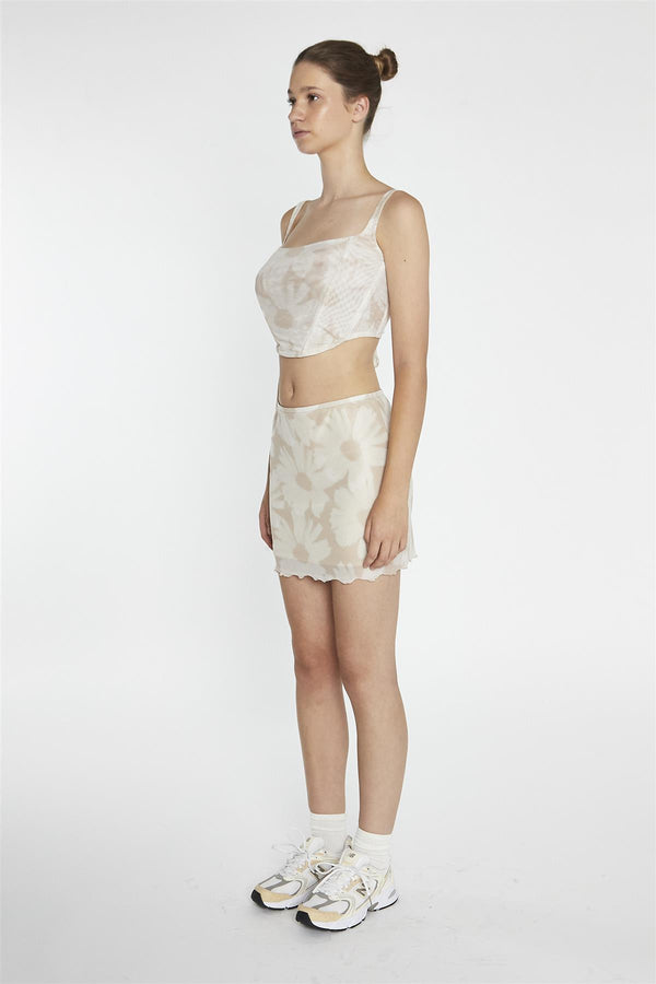 Glamorous Stone-Sunflower Mesh Corset-Top