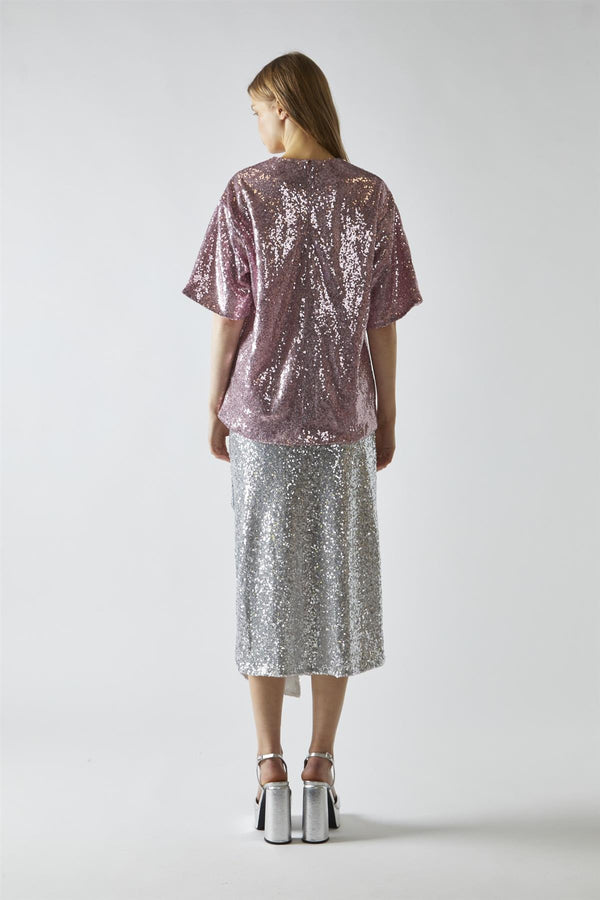 Glamorous Sugar Pink Sequin Oversized T-Shirt