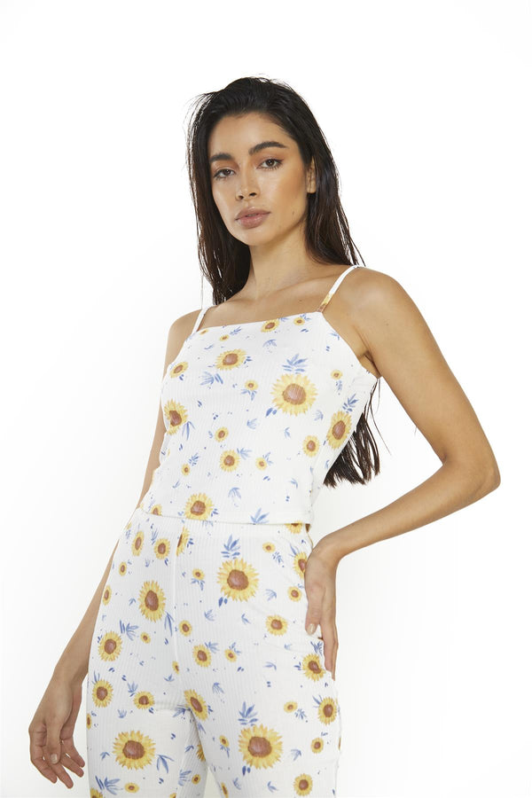 Glamorous Sunflower-Rib Crop-Top