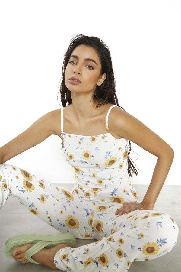 Glamorous Sunflower-Rib Crop-Top