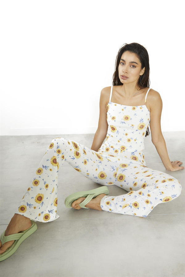 Glamorous Sunflower Rib Flared Trousers