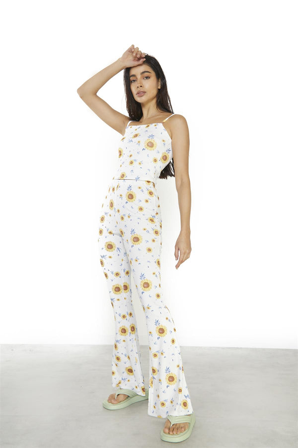 Glamorous Sunflower Rib Flared Trousers