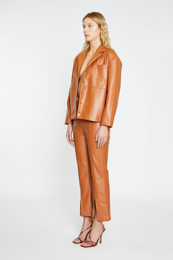 Glamorous Tan PU Flared Trousers