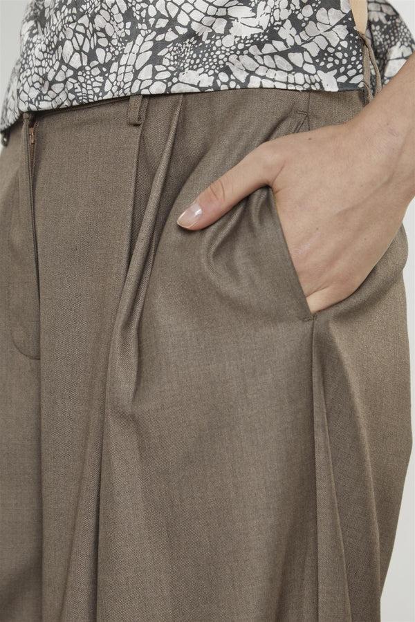 Glamorous Taupe-Brown Wide-Leg Trousers