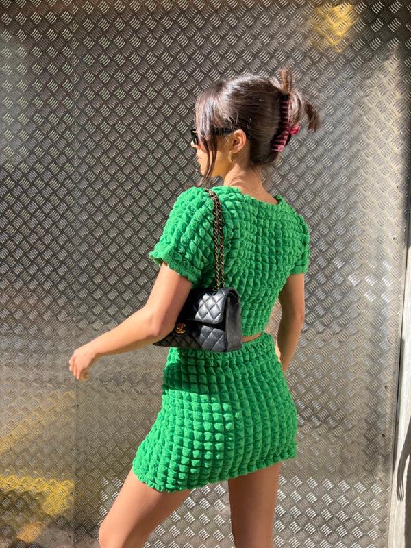 Glamorous Textured Green Crop Top