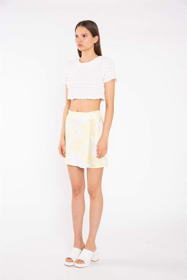 Glamorous Textured-White Crop-Top